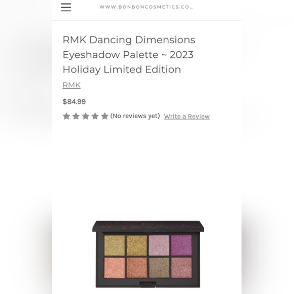 Holiday Limited Edition RMK Dancing Dimensions Eyeshadow Palette